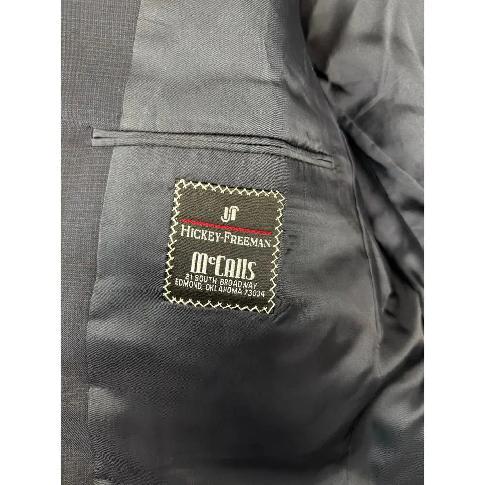 Hickey Freeman Suit Jacket Sports Coat Wool Loro Piana Tasmanian Super 120 42L